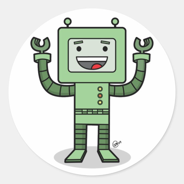 Adesivo Redondo Bot Feliz - Stickers (Frente)