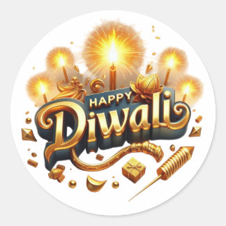 Adesivo Redondo Bota-cola do Happy Diwali