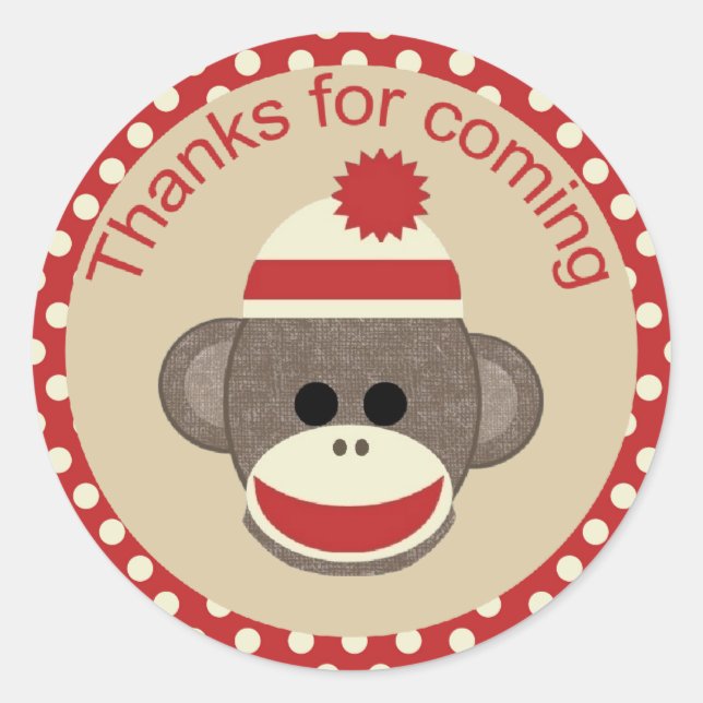 Adesivo Redondo Bota-cola-redonda do Macaco (Frente)