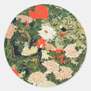 Adesivo Redondo Botan Shoukinzu - Padrão Colorido das Flores Flora