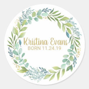 Adesivo Redondo Botânica Eucalyptus Greenery Wreath Sticker