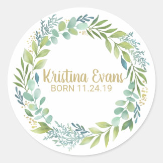 Adesivo Redondo Botânica Eucalyptus Greenery Wreath Sticker