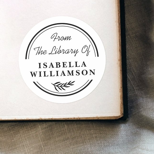Adesivo Redondo Botânica Redonda da Biblioteca de Bookplate (Criador carregado)