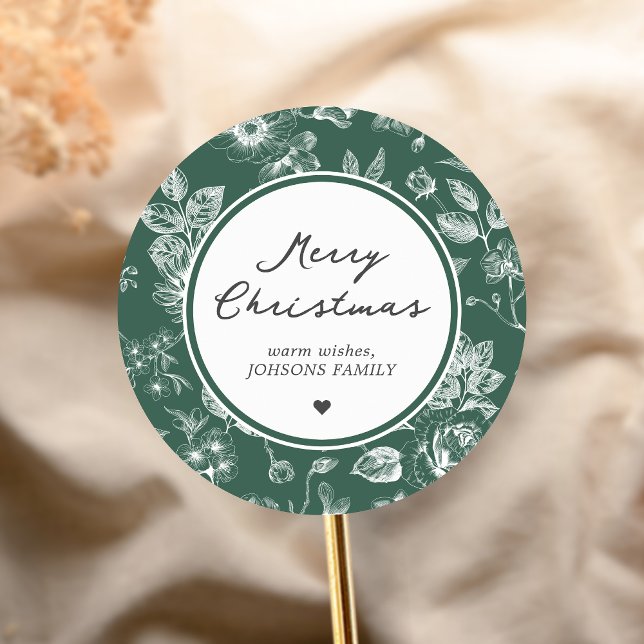 Adesivo Redondo Botanical Christmas (Christmas Family Holiday Sticker)