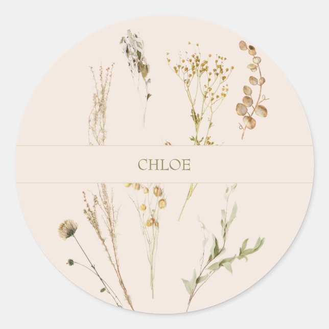 Adesivo Redondo Botanical Collection of Herbs and Plants (Frente)