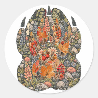 Adesivo Redondo Botanical Fox Paw Autumn Hedgerow Nature Sticker