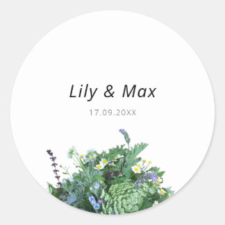 Adesivo Redondo Botanical Wildflower Wedding Sticker