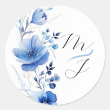 Botânico de Aquarela Floral Azul