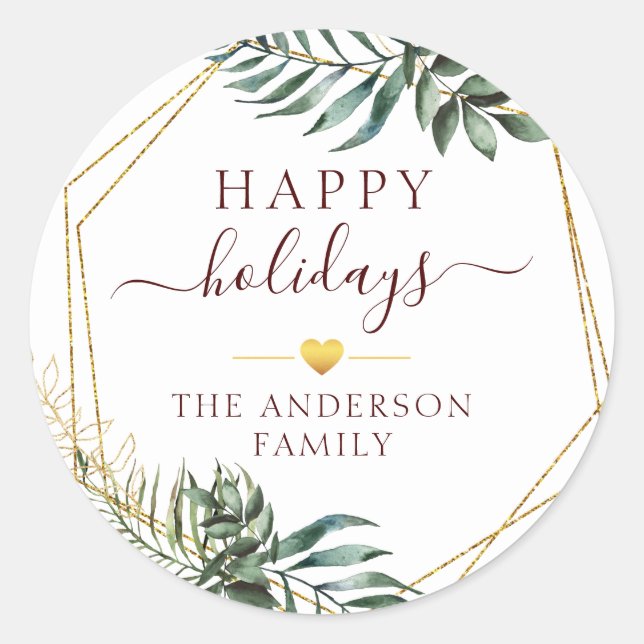 Adesivo Redondo Botânico de Natal específico do cliente (Frente)