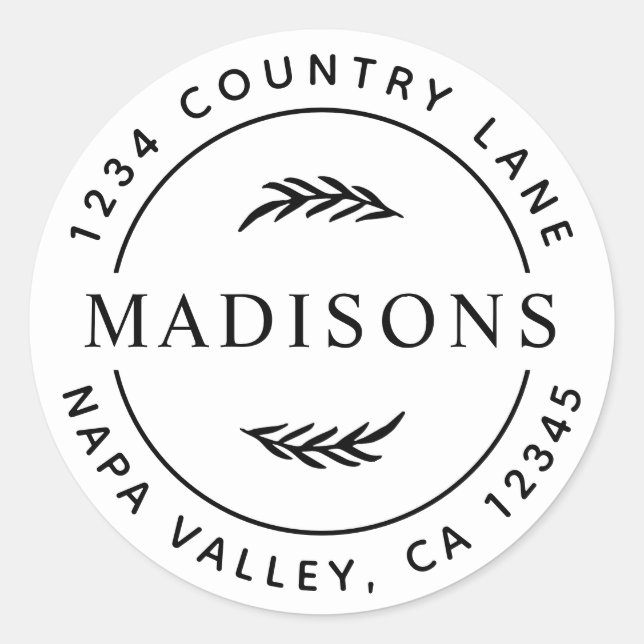 Adesivo Redondo Botânico deixa endereço de devolução redonda moder (Frente)