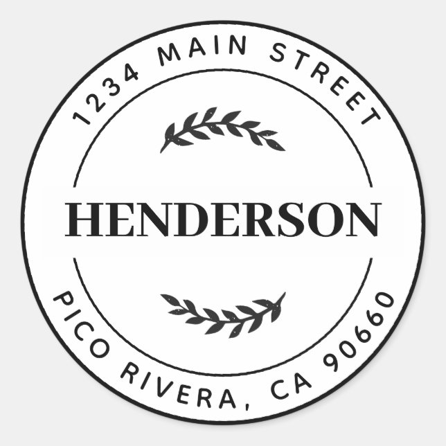 Adesivo Redondo Botânico deixa endereço de devolução redonda moder (Frente)