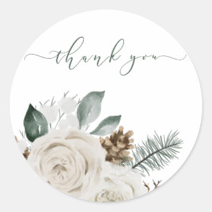 Adesivo Redondo Botânico Floral Obrigado Envelope Selos