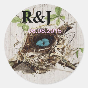 Adesivo Redondo botânico francês do ninho do pássaro das coisas