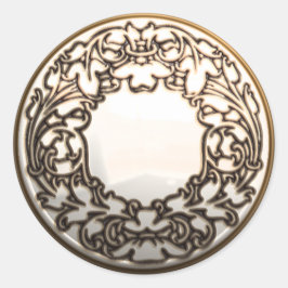 Adesivo Redondo Botão branco de costura em vidro dourado vinheta