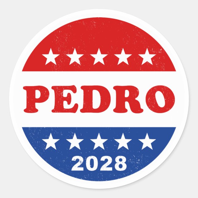 Adesivo Redondo Botão da Campanha Azul Branco Retroativo Pedro 202 (Frente)