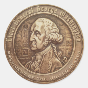 Adesivo Redondo Botão de Campanha de George Washington