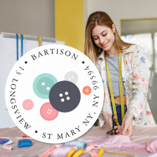 Adesivo Redondo botão de endereço de devolução costura empresa fei