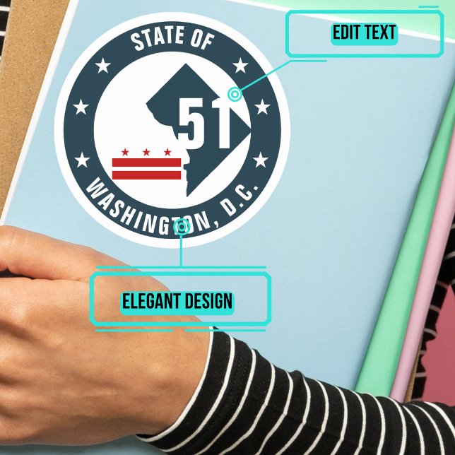 Adesivo Redondo Botão de Logotipo do Estado para Washington DC (Please enjoy our design and see the others in the collection.)