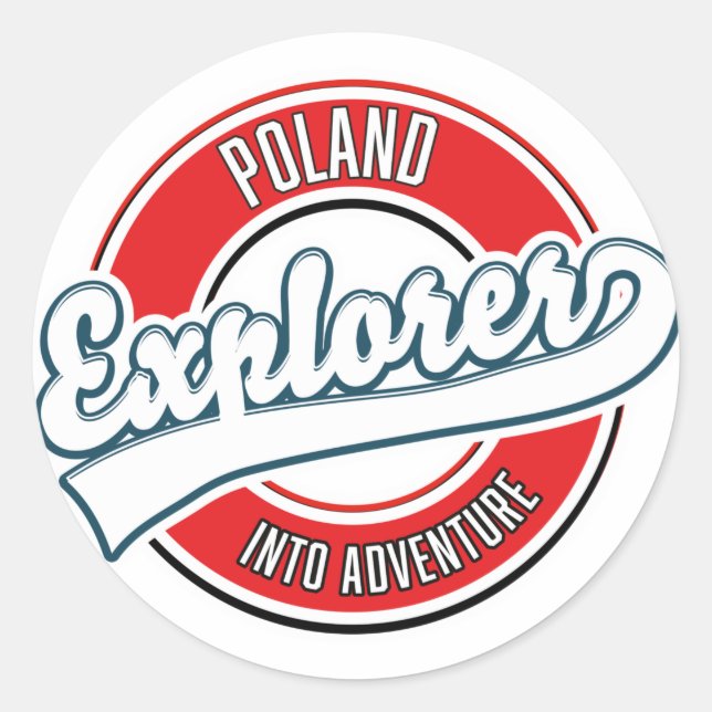 Adesivo Redondo botão de logotipo Polônia explorer para aventura (Frente)