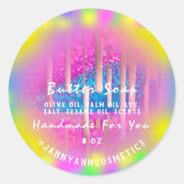 Adesivo Redondo Botão de sabão Cosméticos Hológrafo Rosa Coletivo 