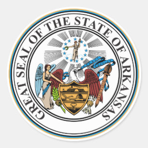 Adesivo Redondo Botão Emblem de Selo Estadual do Arkansas