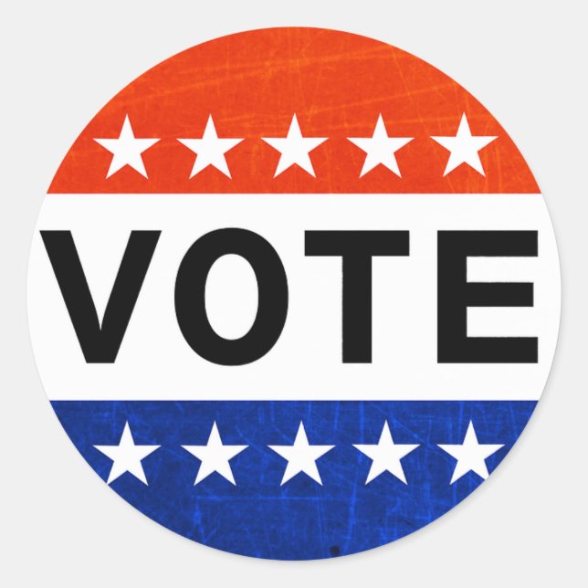 Adesivo Redondo Botão Patriótico Branco Vermelho e Azul (Frente)