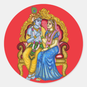 Adesivo Redondo Botão Radha Krishna