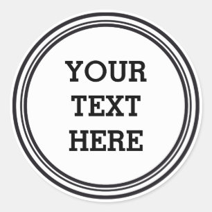 Adesivo Redondo BOTÃO ROUND branco & preto + seu texto