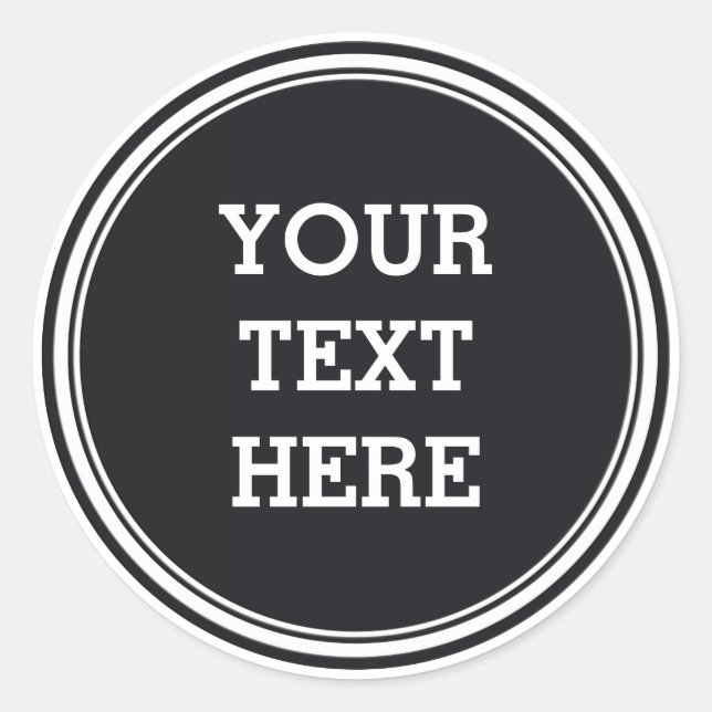 Adesivo Redondo BOTÃO ROUND preto & branco + seu texto (Frente)