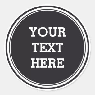Adesivo Redondo BOTÃO ROUND preto & branco + seu texto