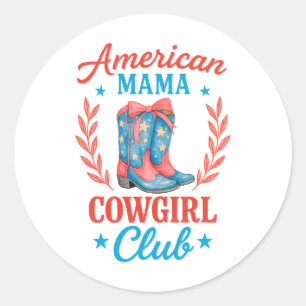Adesivo Redondo Botas American Mama Cowgirl Club
