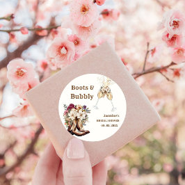 Adesivo Redondo Botas & Bubbly Boho Festa de Noivado Western