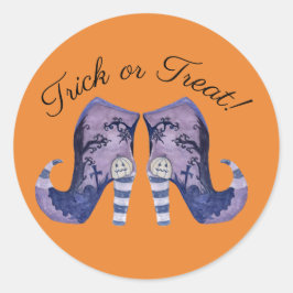 Adesivo Redondo Botas de Bruxas do Halloween Whimsical