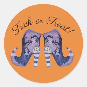 Adesivo Redondo Botas de Bruxas do Halloween Whimsical