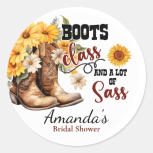 Adesivo Redondo Botas de Classe e Noiva Cowgirl de Saia Bacheloret