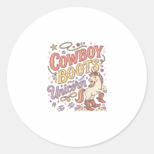 Adesivo Redondo Botas de Cowboy Unicórnio Caprichoso Zazzle Desi