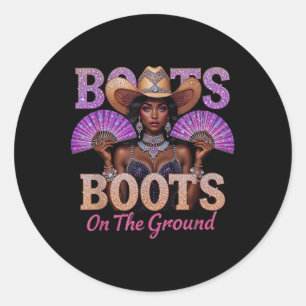 Adesivo Redondo Botas De Linda Ocidental Da Cowgirl No Ground Boot