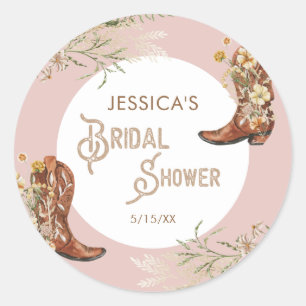 Adesivo Redondo Botas Florais de Aquarela Country Casamento