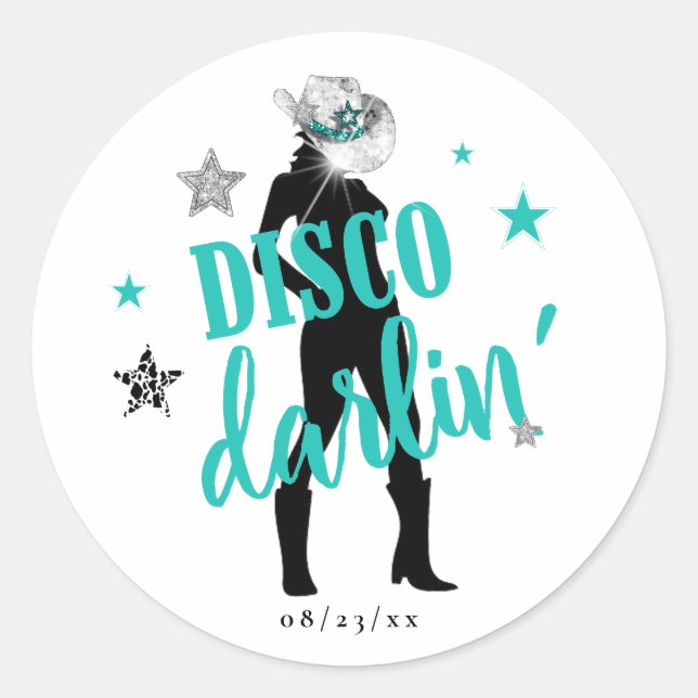 Adesivo Redondo Botas 'n Brilho Disco Querida Azul ID925  (Frente)