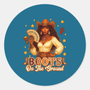 Adesivo Redondo Botas No Chão História Negra Cowgirl Onde Eles