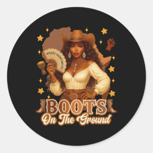 Adesivo Redondo Botas No Chão História Negra Cowgirl Onde Th