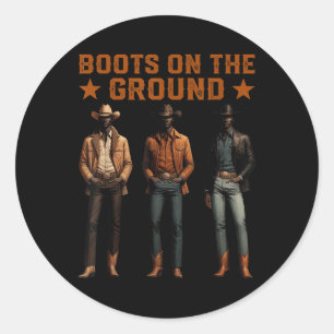 Adesivo Redondo Botas no Chão Rodeio Western Cowboys Negros Esquad