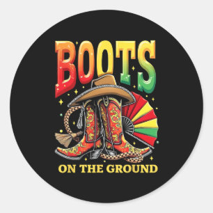 Adesivo Redondo Botas No Terreno Da 16 De Junta, Cowgirl Country W