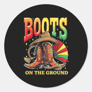 Adesivo Redondo Botas No Terreno Da 16 De Junta, Cowgirl Country W