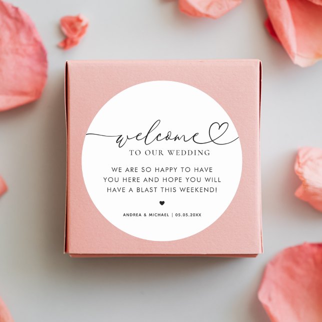 Adesivo Redondo Bote de Bote de Boas-vindas ao Hotel Modern Heart  (Criador carregado)