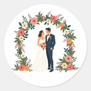 Adesivo Redondo Boticelli Casal Sticker