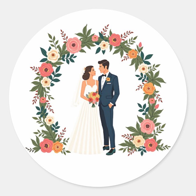 Adesivo Redondo Boticelli Casal Sticker (Frente)