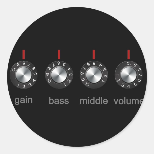 Adesivo Redondo Botões Amp De Violão (Frente)