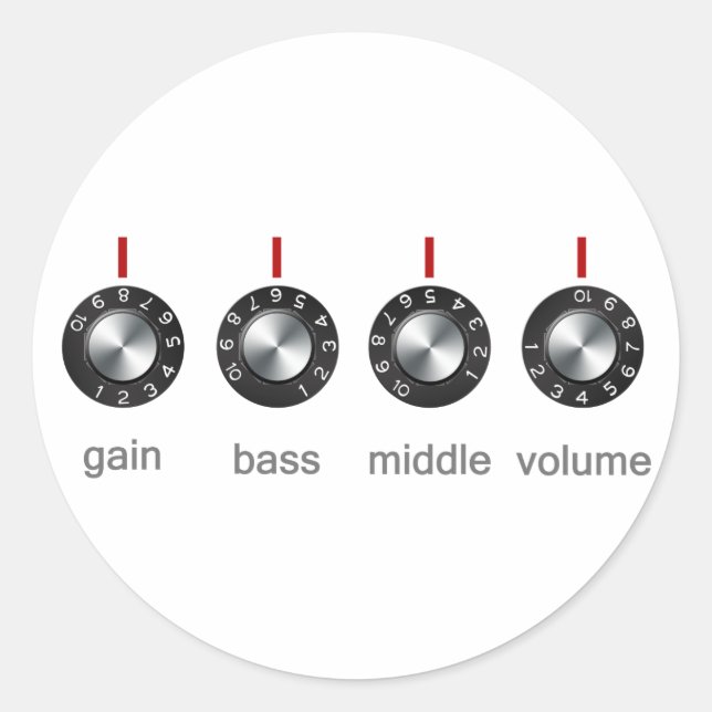 Adesivo Redondo Botões Amp De Violão (Frente)