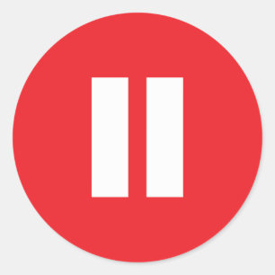 Adesivo Redondo Botões de pausa vermelho e branco